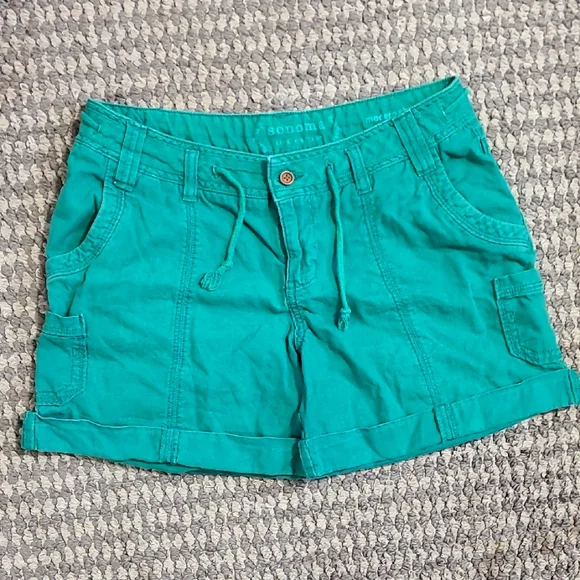 Sonoma Linen Blend Women's Teal Shorts Sz 6 - Picture 1 of 11